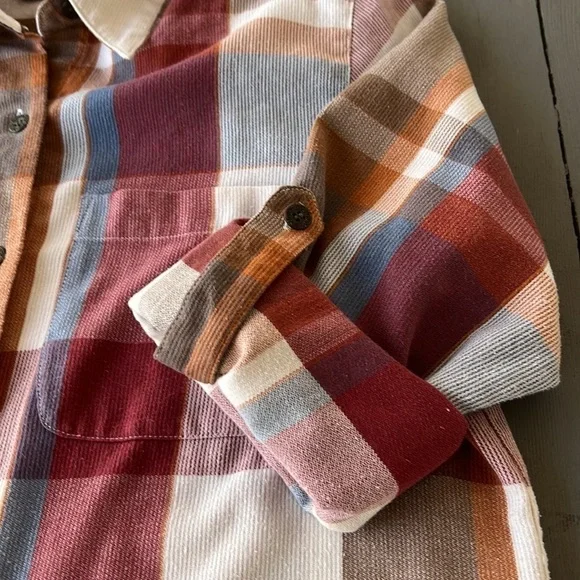 Vintage Alfred Dunner Plaid Button Down Shirt Roll Tab Lightweight Shacket - Picture 7 of 11